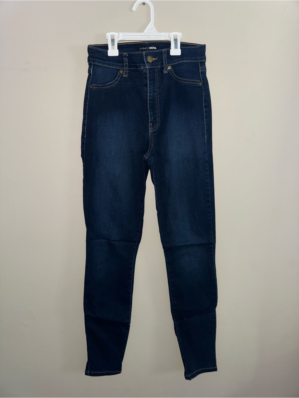Fashion Nova Dark Blue High-Rise Skinny Jeans